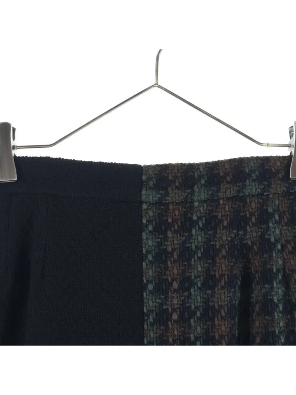 Chanel Coco Button Wool Tweed Set Vintage Tight Skirt 38 Black Green Brown
